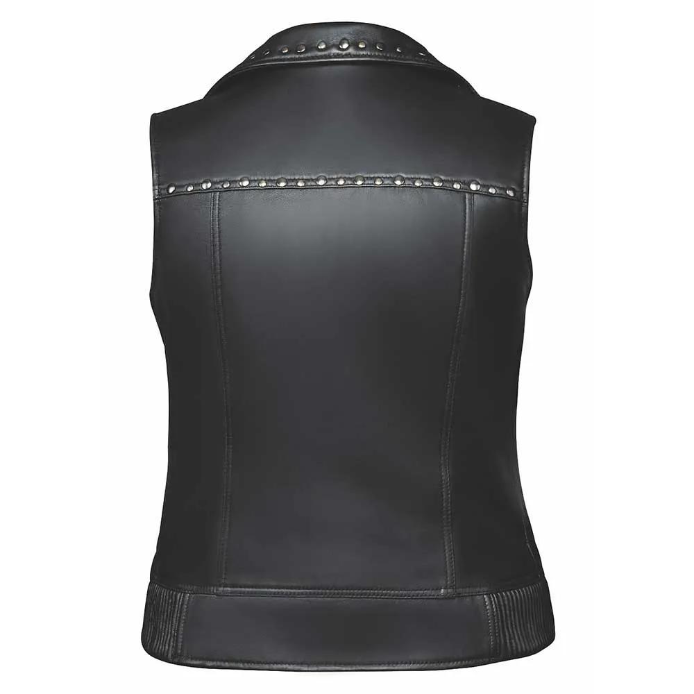 Nancy Women's Studded Lambskin Leather Motorcycle Vest