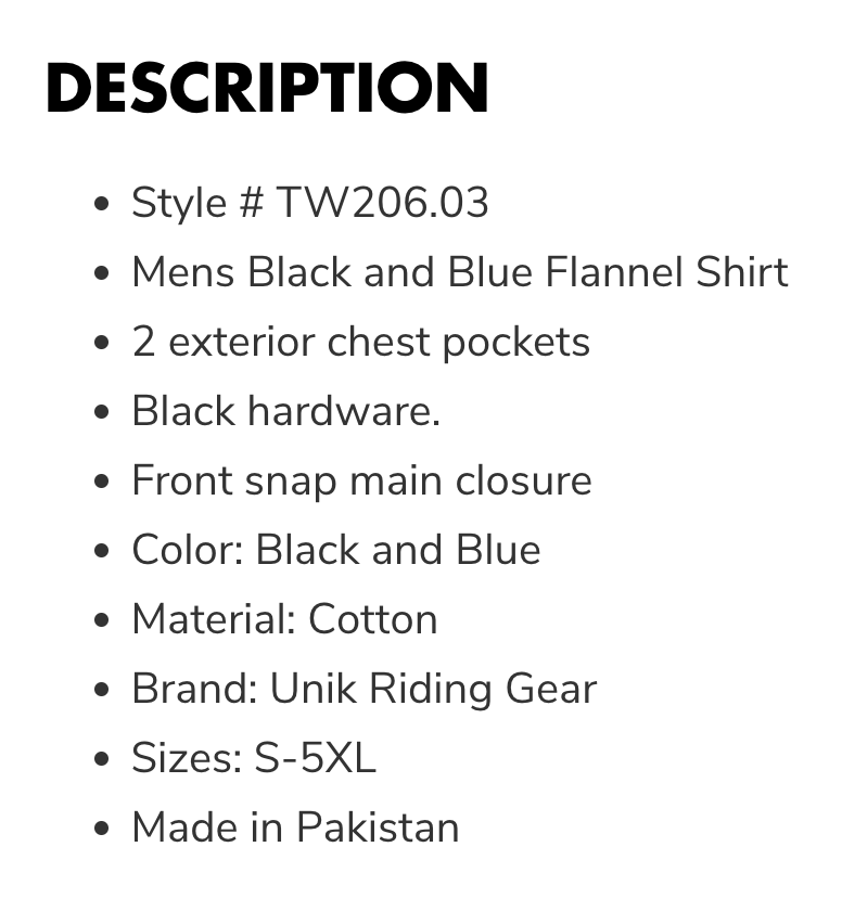 Blue Steel - Men's Motorcycle Flannel Shirt