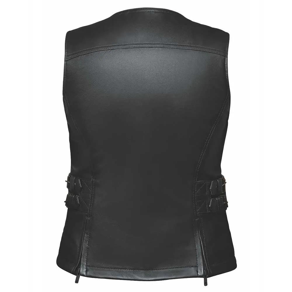 Midnight Cowgirl - Women's Lambskin Leather Motorcycle Vest