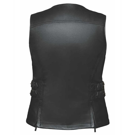 Midnight Cowgirl - Women's Lambskin Leather Motorcycle Vest