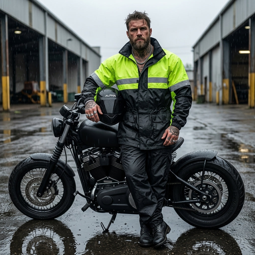 2 Piece Rain Suit Hi-Viz for Bikers