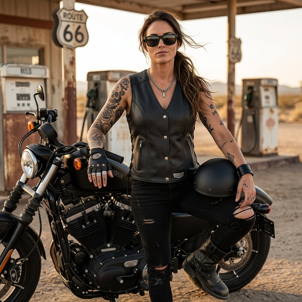 Shirly - Women's Motorcycle Leather Vest