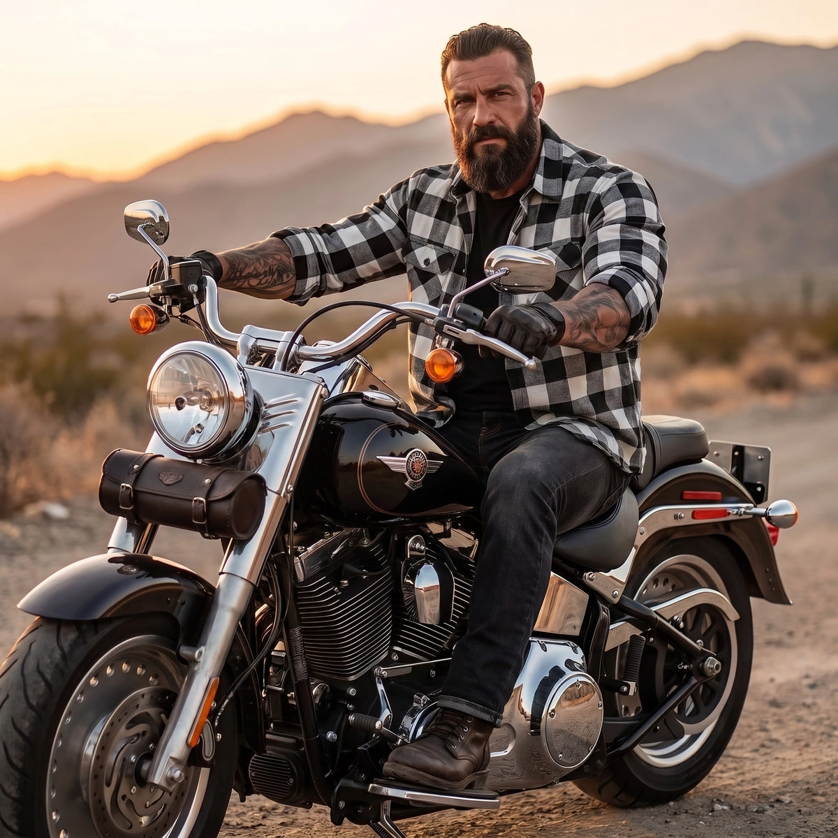 White Soul - Men's Long Sleeve Motorcycle Flannel Shirt