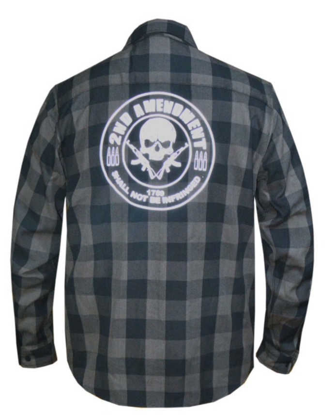 Men's Reflective 2nd Amendment Motorcycle Flannel Shirt